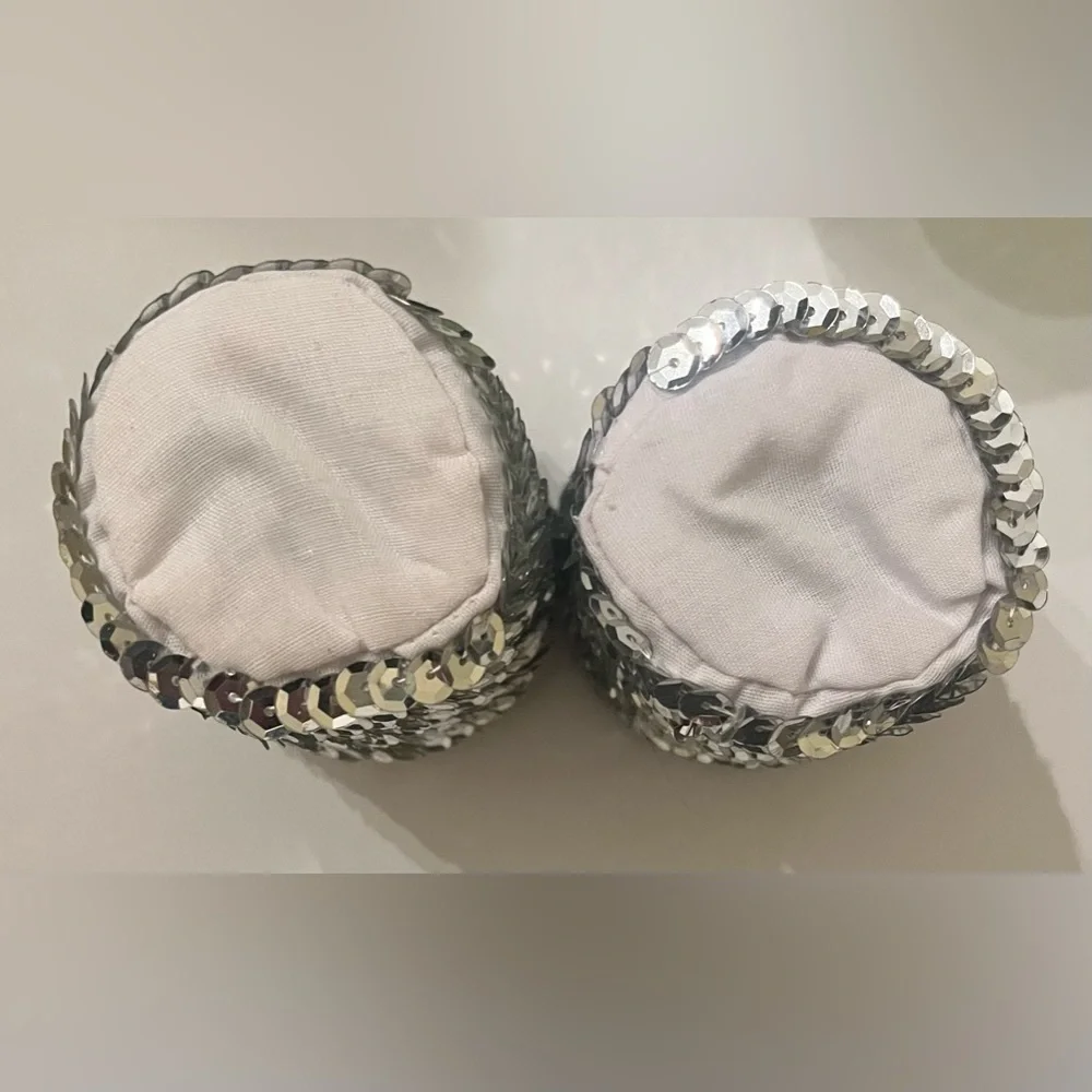 New in package silver sequin votive candle gift set